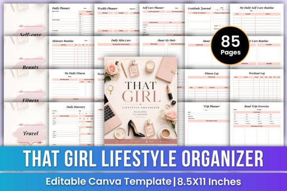 Download That Girl Lifestyle Organizer Canva Kdp - Canva kdp Collection