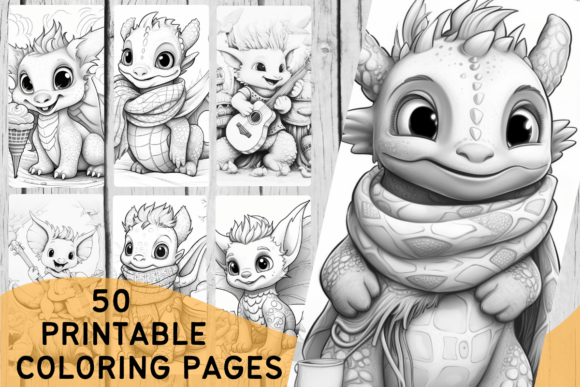 Download Printable Coloring Pages 50 Cute Dragons - Printable coloring pages Collection