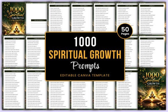 Download 1000 Spiritual Growth Prompts Canva Kdp - Canva kdp Collection
