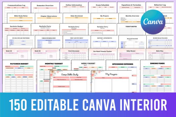 Download 150 Editable Canva KDP Interior - Canva kdp Collection
