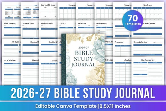 Download 2026-2027 Bible Study Journal Canva Kdp - Canva kdp Collection